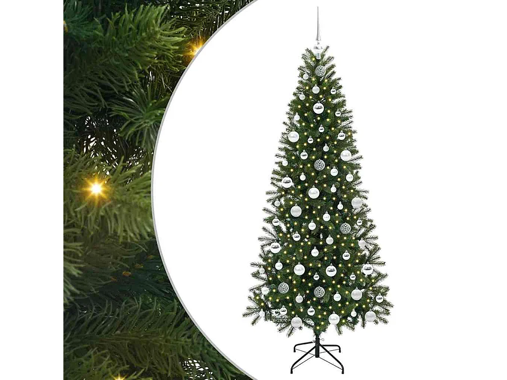 Albero di Natale artificiale con 300 LED Verde 180 cm PE e PVC