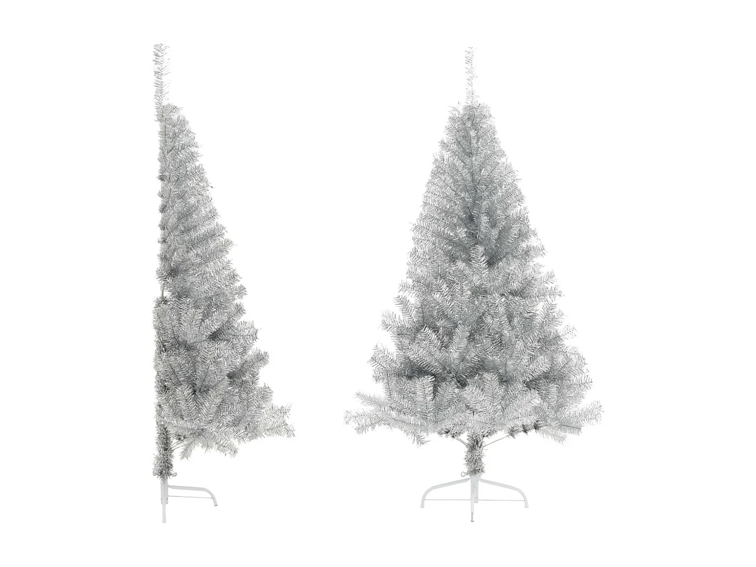 Mezzo albero di Natale artificiale con supporto argentato 150 cm PET