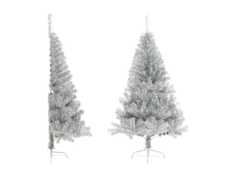 Halber künstlicher Weihnachtsbaum mit silbernem Ständer 150 cm PET