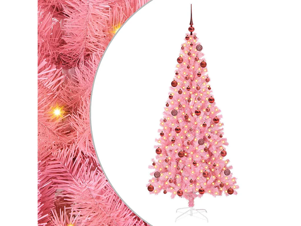 Kerstboom met 300 LED's met standaard Roze 180 cm PVC