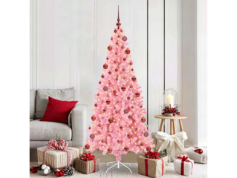 Kerstboom met 300 LED's met standaard Roze 180 cm PVC