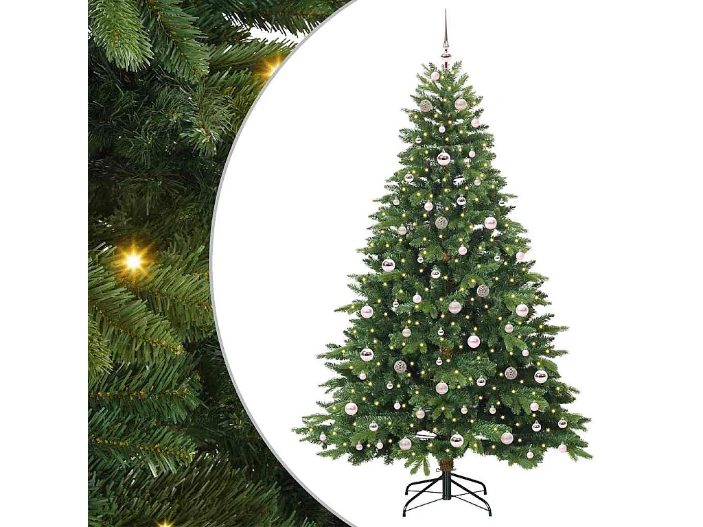 Künstlicher Weihnachtsbaum mit 300 LEDs Grün 210 cm PE und PVC