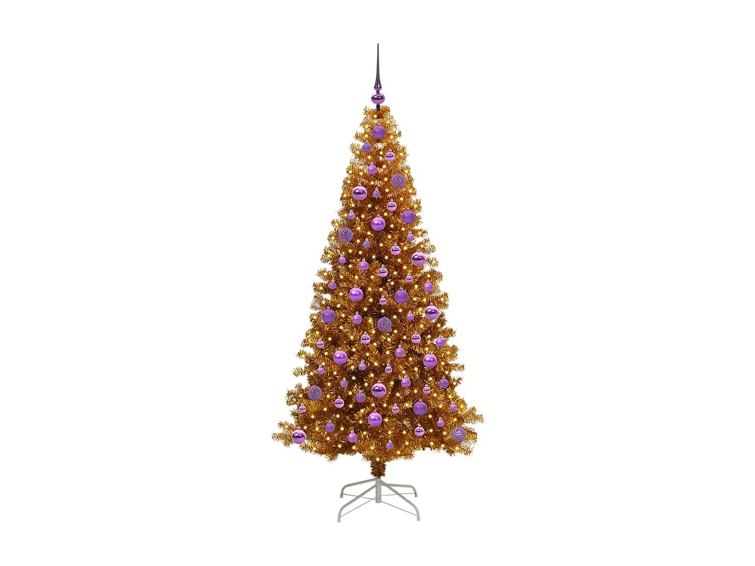Sapin de Noël avec 300 LED avec support Doré 180 cm PET