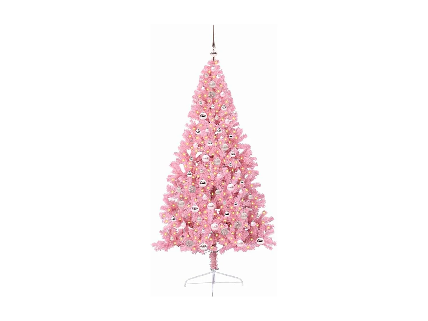 Künstlicher Weihnachtsbaum mit Beleuchtung, Rosa, 210 cm, PVC
