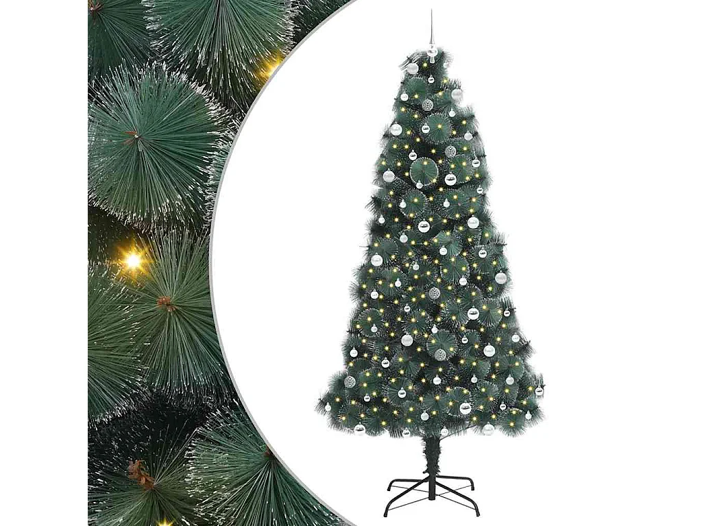 Voorverlichte kunstkerstboom met kerstballenset