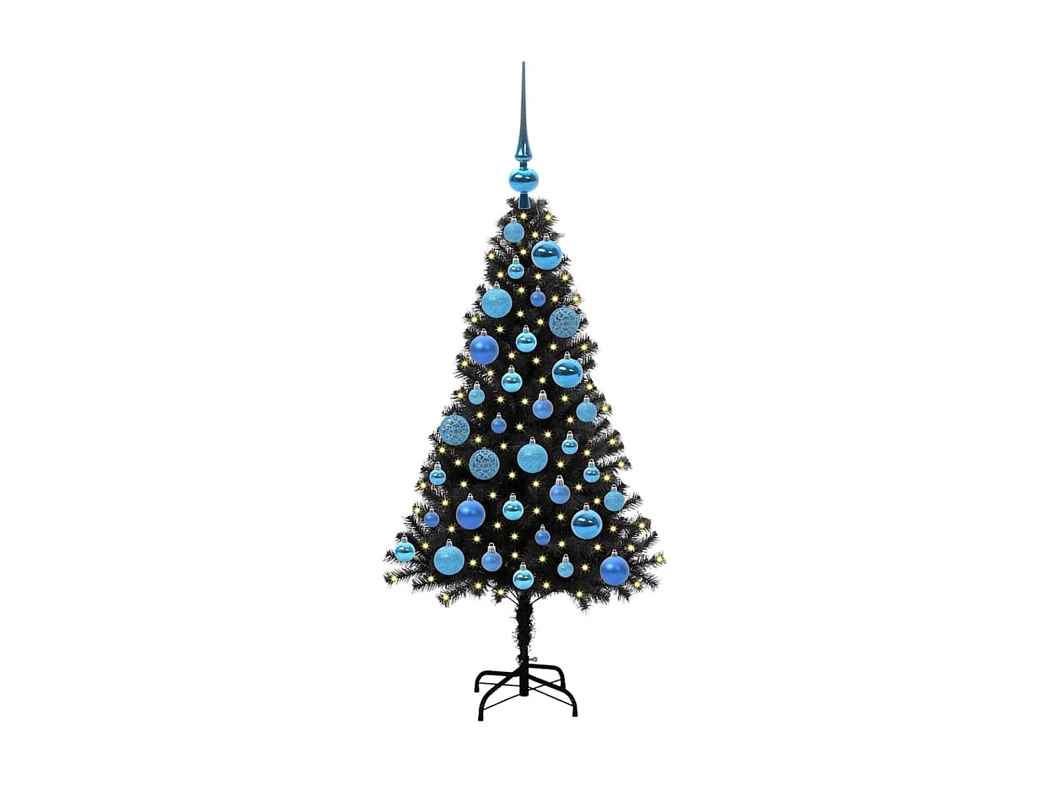 Sapin de Noël avec 150 LED avec support Noir 120 cm PVC
