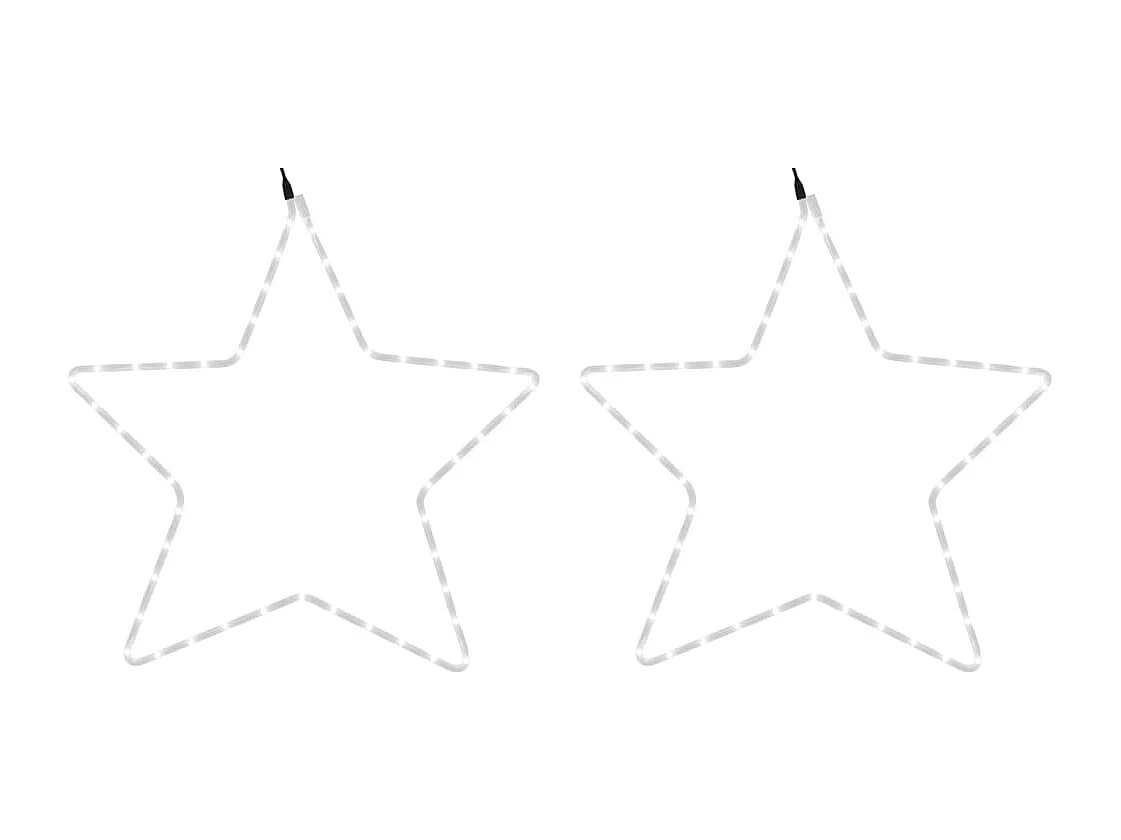 Figures d'étoiles de Noël avec 48 LED 2 pcs Blanc chaud 56 cm