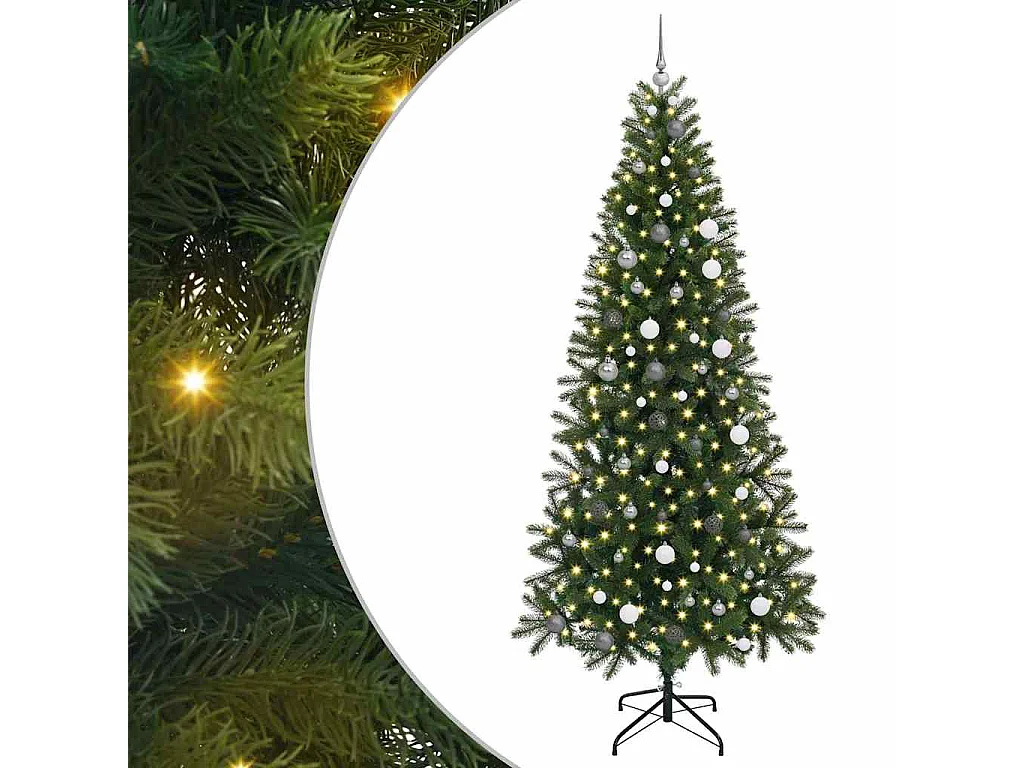 Albero di Natale artificiale con 300 LED Verde 240 cm PE e PVC