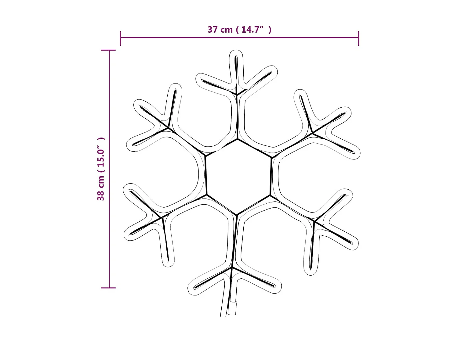 Flocons de neige de Noël avec LED 3 pcs Blanc chaud 38x37 cm