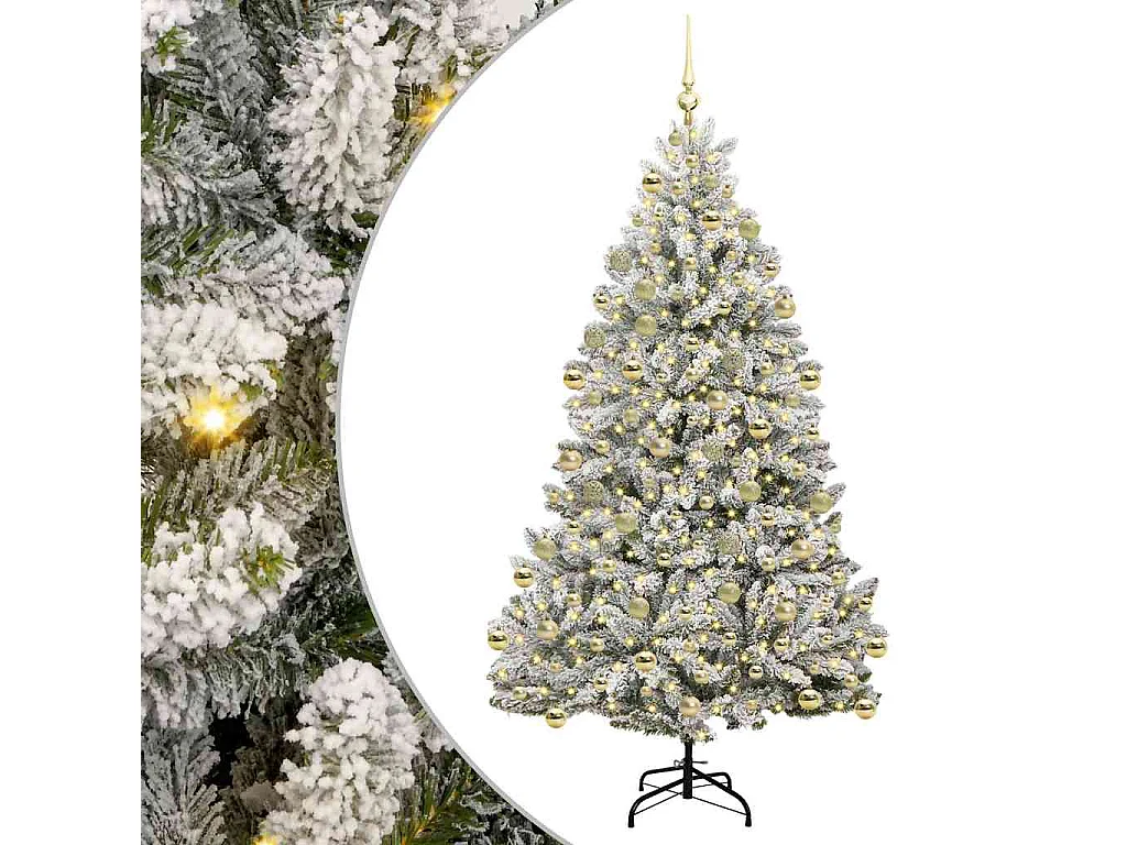 Sapin de Noël artificiel Vert et blanc 210 cm PVC et métal