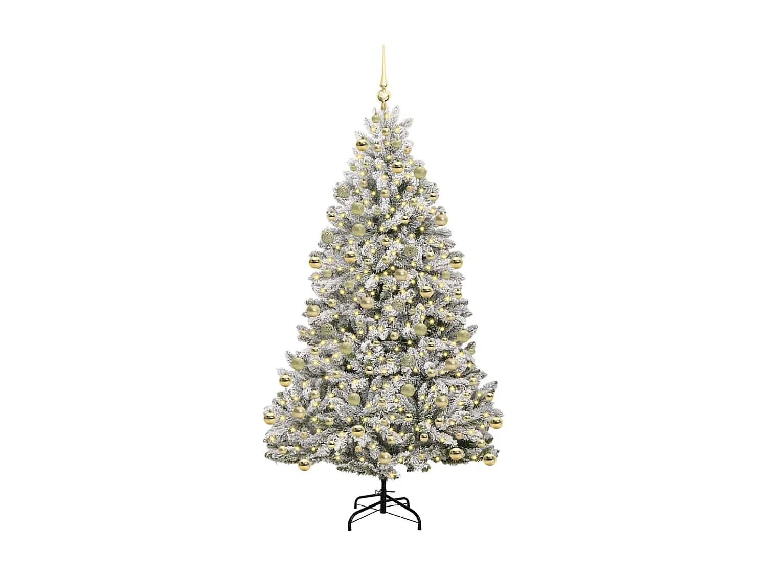 Sapin de Noël artificiel Vert et blanc 210 cm PVC et métal
