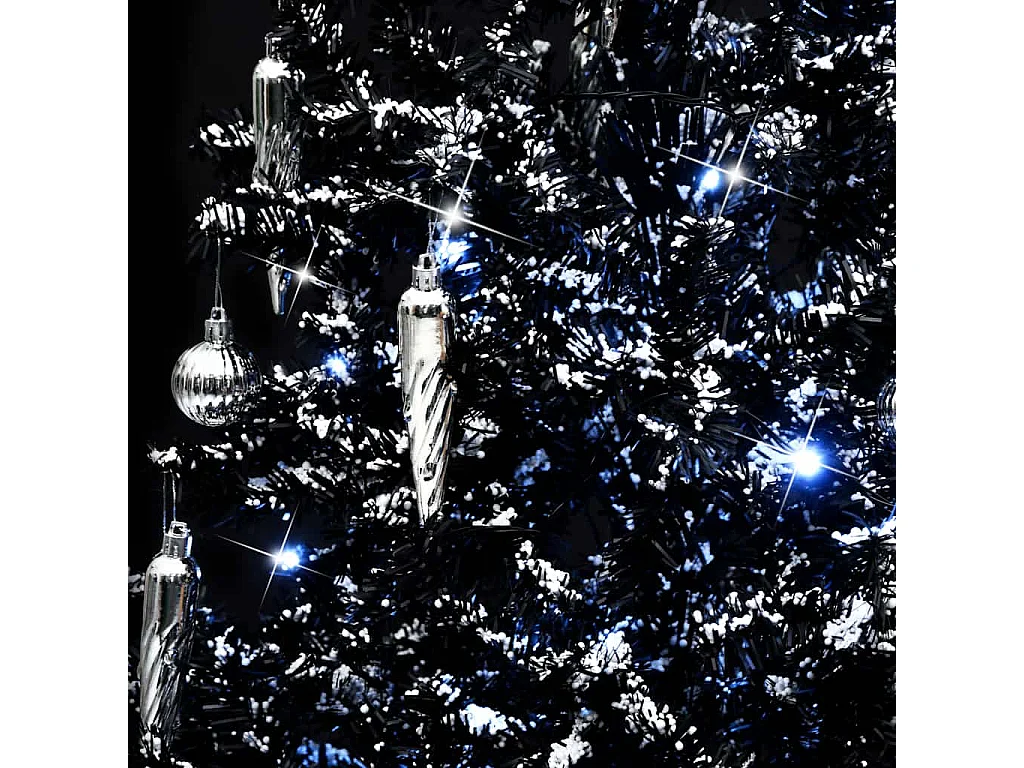 Albero di Natale innevato con base a ombrellone nero 170 cm PVC