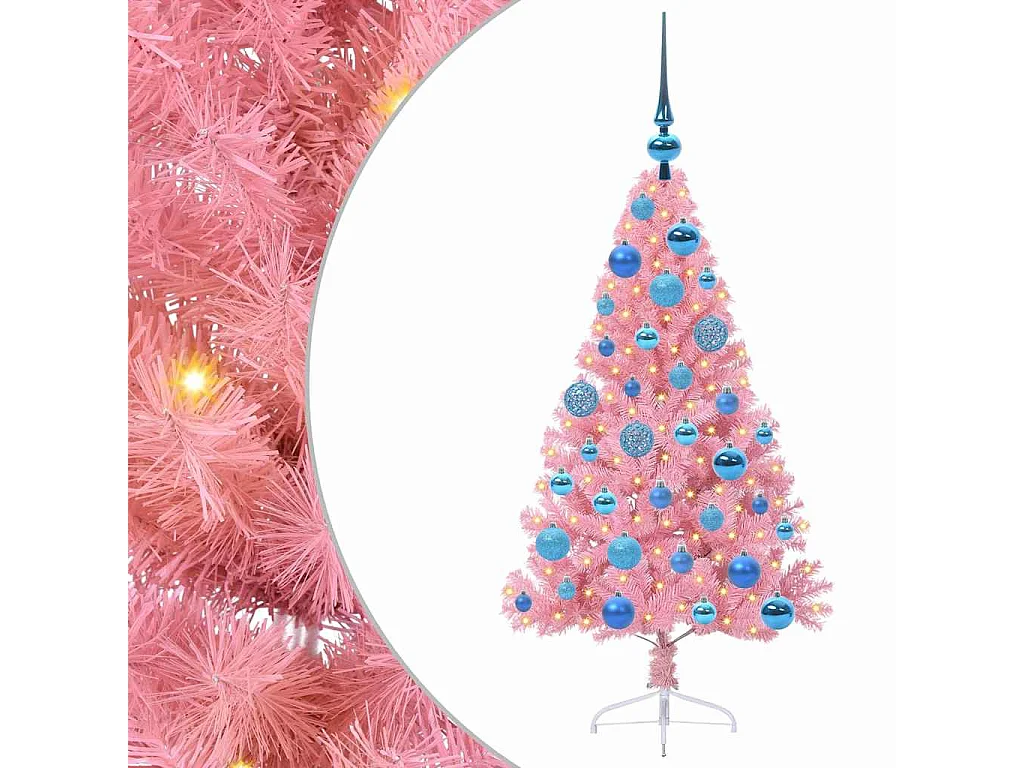 Sapin de Noël artificiel pré-éclairé Rose 120 cm PVC