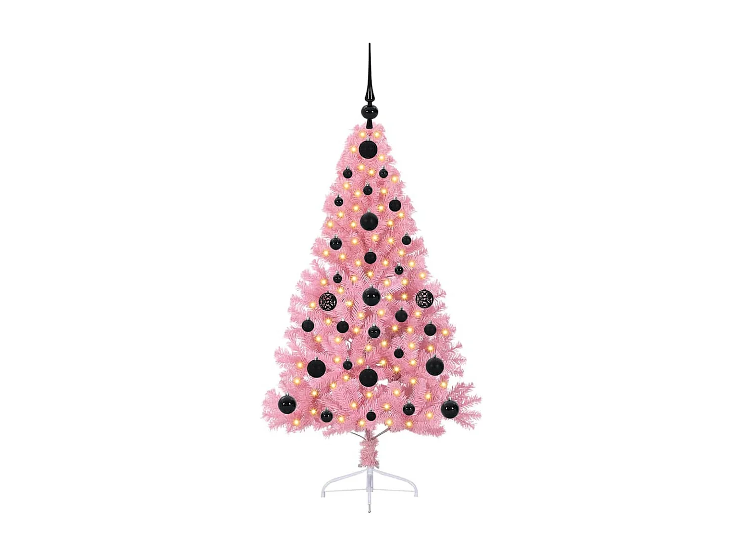 Künstlicher Weihnachtsbaum mit Beleuchtung, Rosa, 120 cm, PVC