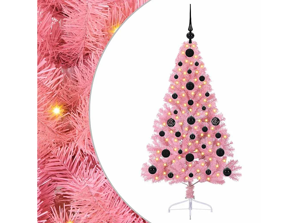 Sapin de Noël artificiel pré-éclairé Rose 120 cm PVC