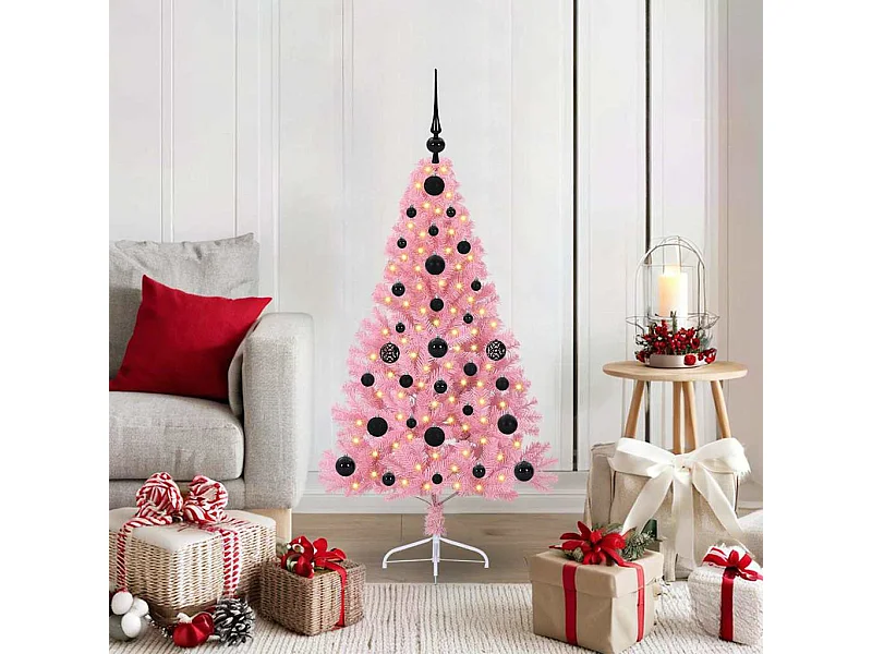 Sapin de Noël artificiel pré-éclairé Rose 120 cm PVC