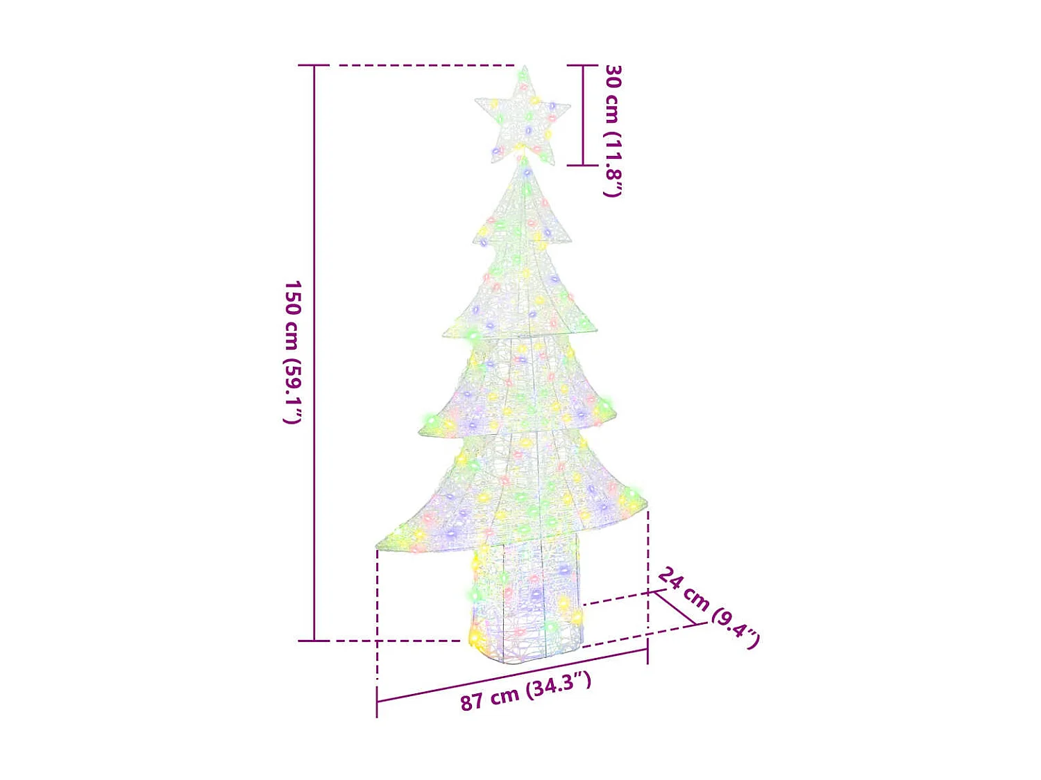Kerstboom met 240 LED's Multicolor 180 cm Acryl