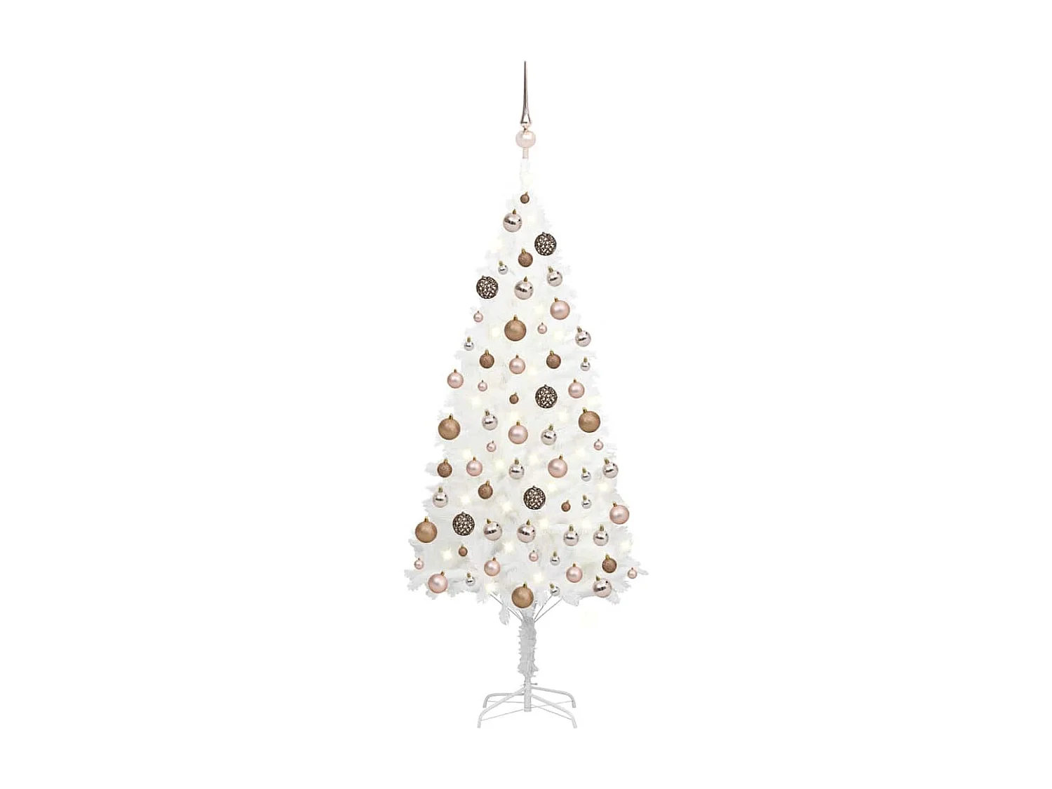 Albero di Natale artificiale preilluminato con palline bianche 120 cm