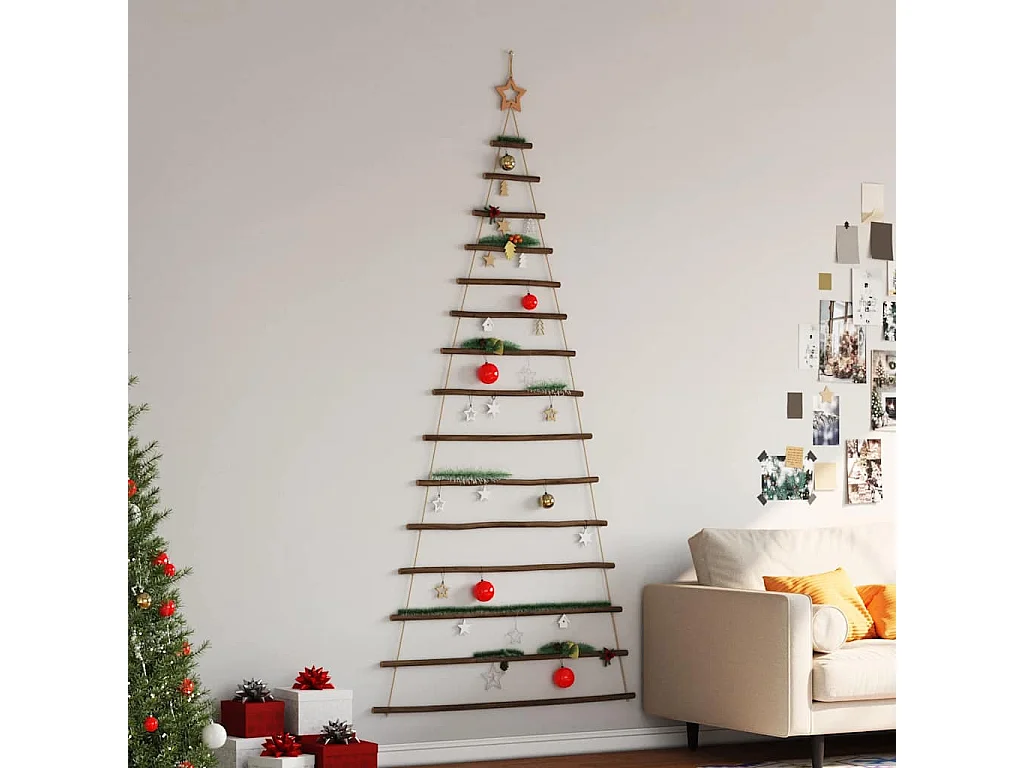 Sapin de Noël suspendu avec étoile supérieure 100 x 210 cm Branche naturelle