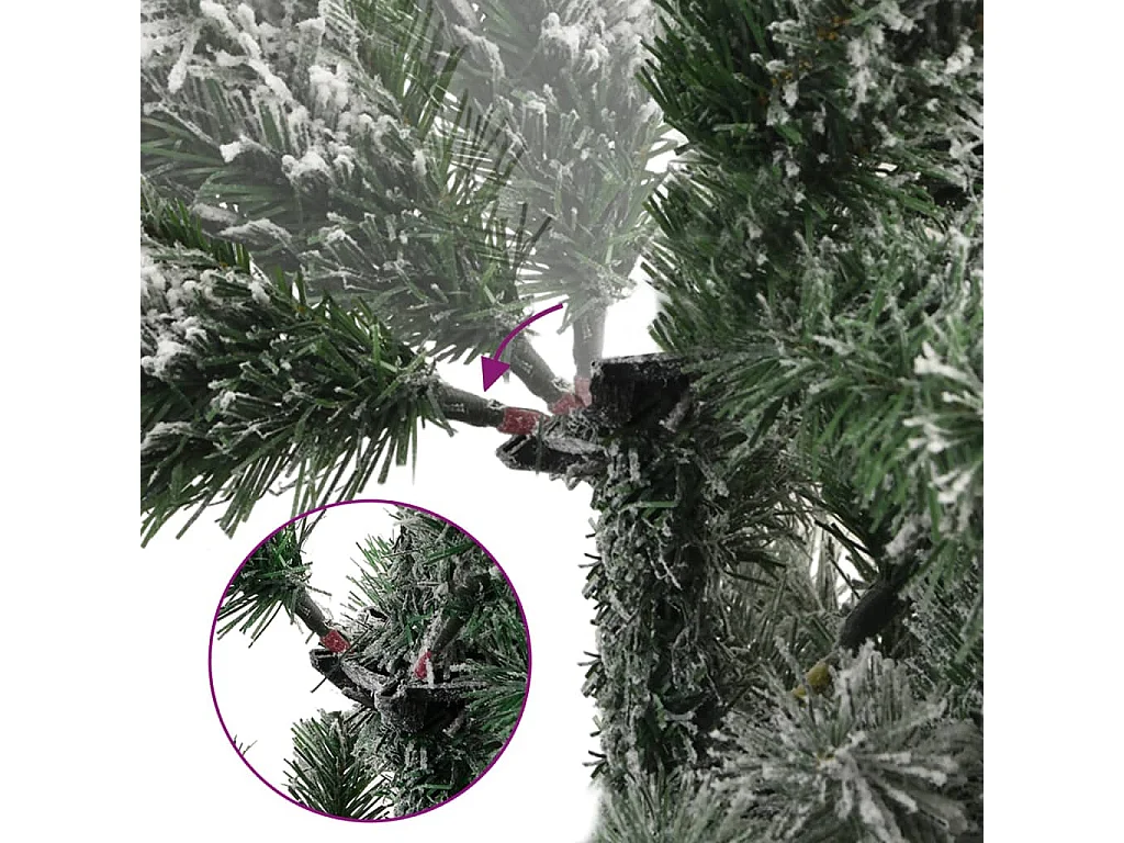 Kunstkerstboom met scharnieren en sneeuwvlokken, 210 cm