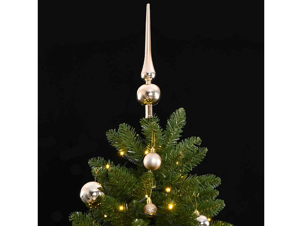 270 cm großer, beweglicher künstlicher Weihnachtsbaum mit 300 LEDs und Kugeln