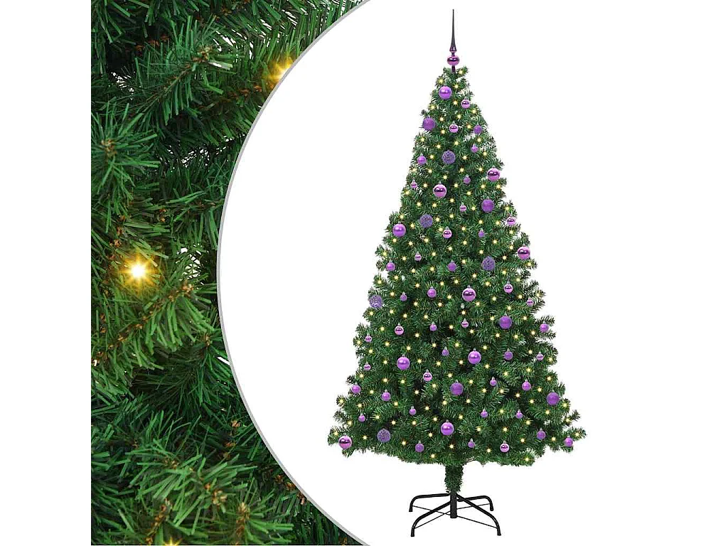 Albero di Natale artificiale verde 210 cm PVC, acciaio e plastica