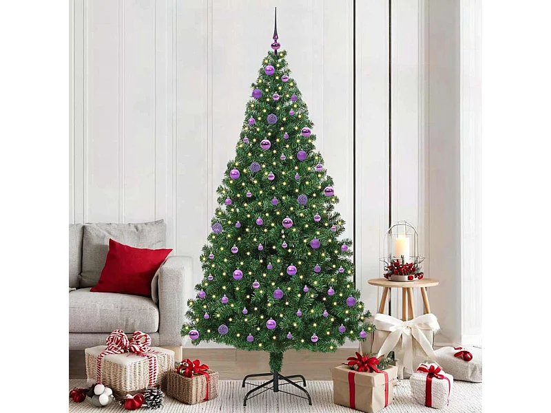 Albero di Natale artificiale verde 210 cm PVC, acciaio e plastica