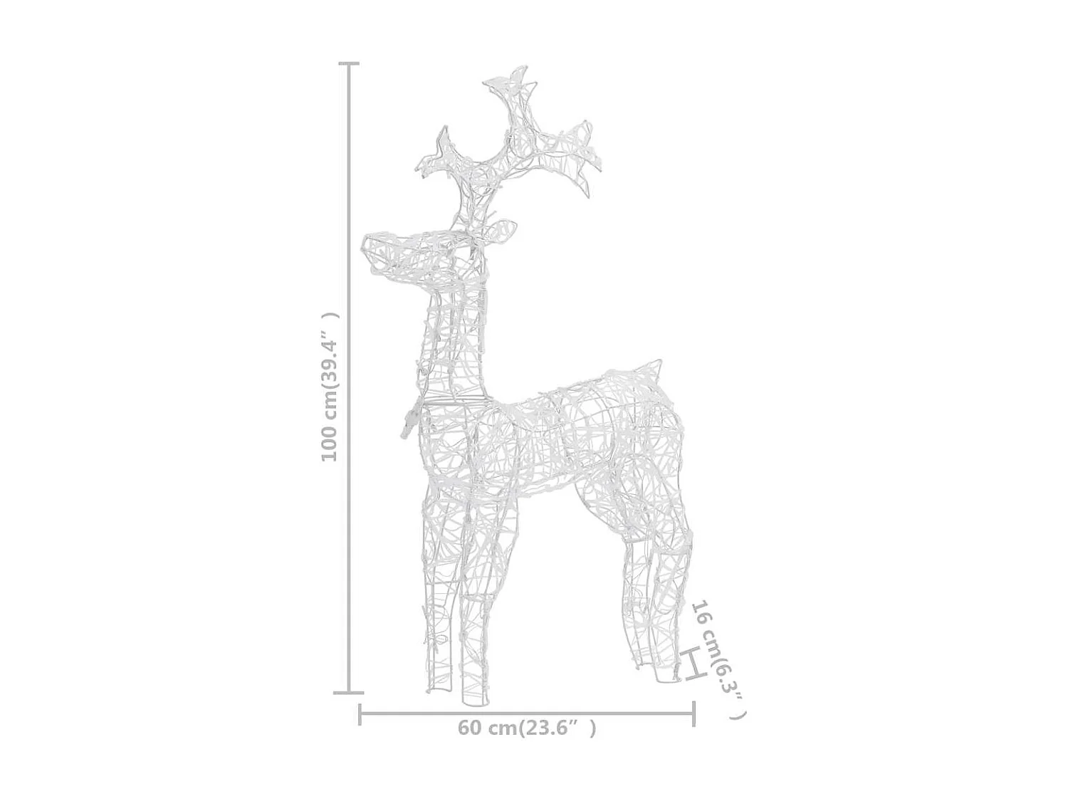 Décorations de Noël de renne 3 pcs 60x16x100 cm Acrylique