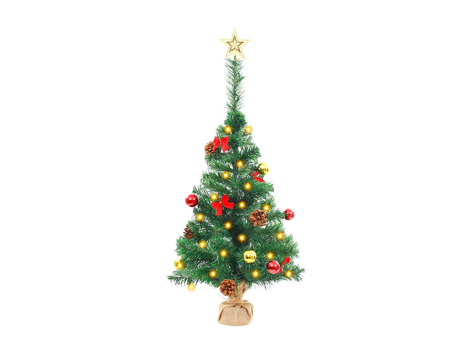 Albero di Natale artificiale preilluminato con palline verdi 64 cm
