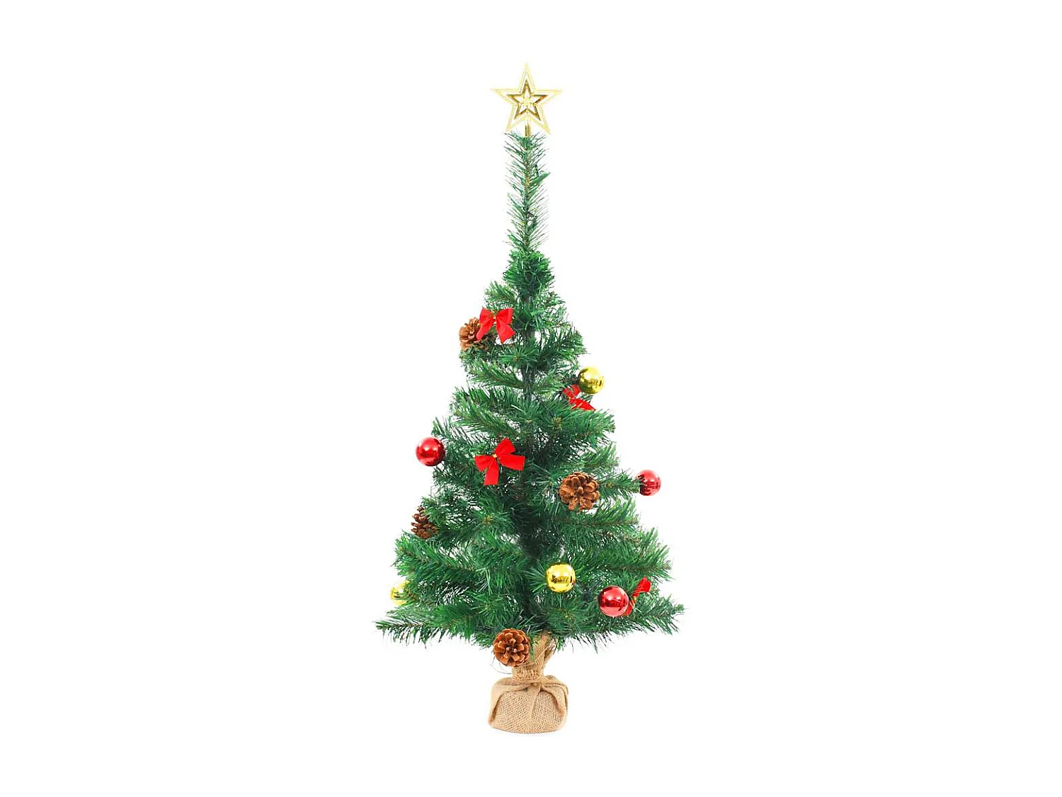 Albero di Natale artificiale preilluminato con palline verdi 64 cm