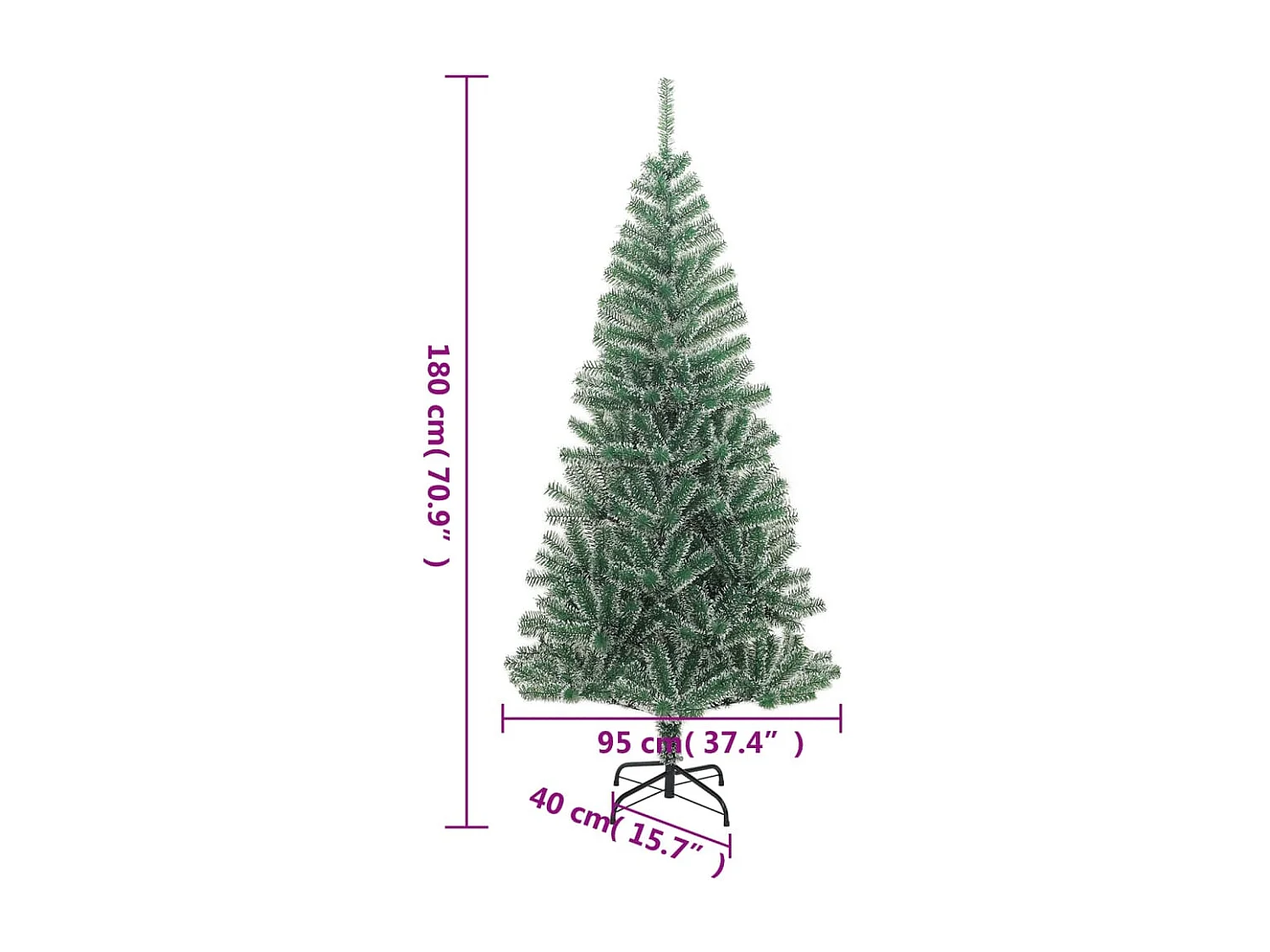 Sapin de Noël artificiel avec neige floquée vert 180 cm