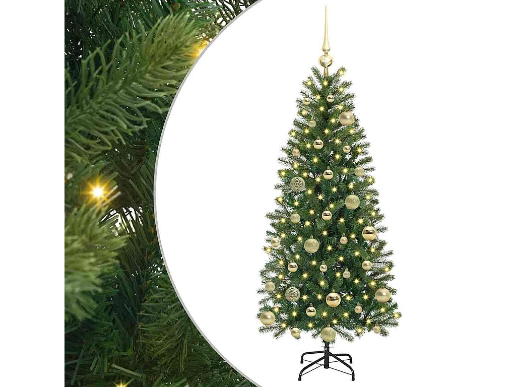 Albero di Natale artificiale con 150 LED Verde 120 cm PE e PVC