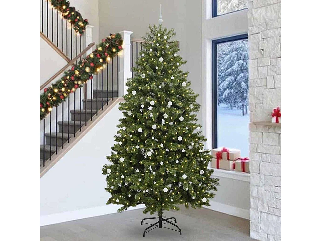 Sapin de Noël artificiel avec 300 LED Vert 300 cm PVC et métal