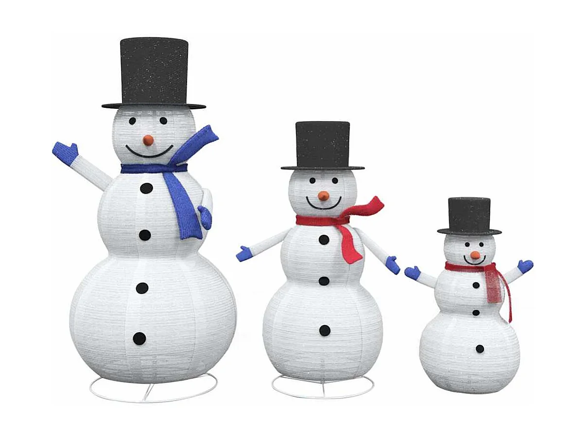 Famille de bonhommes de neige de Noël 3 pcs Blanc chaud