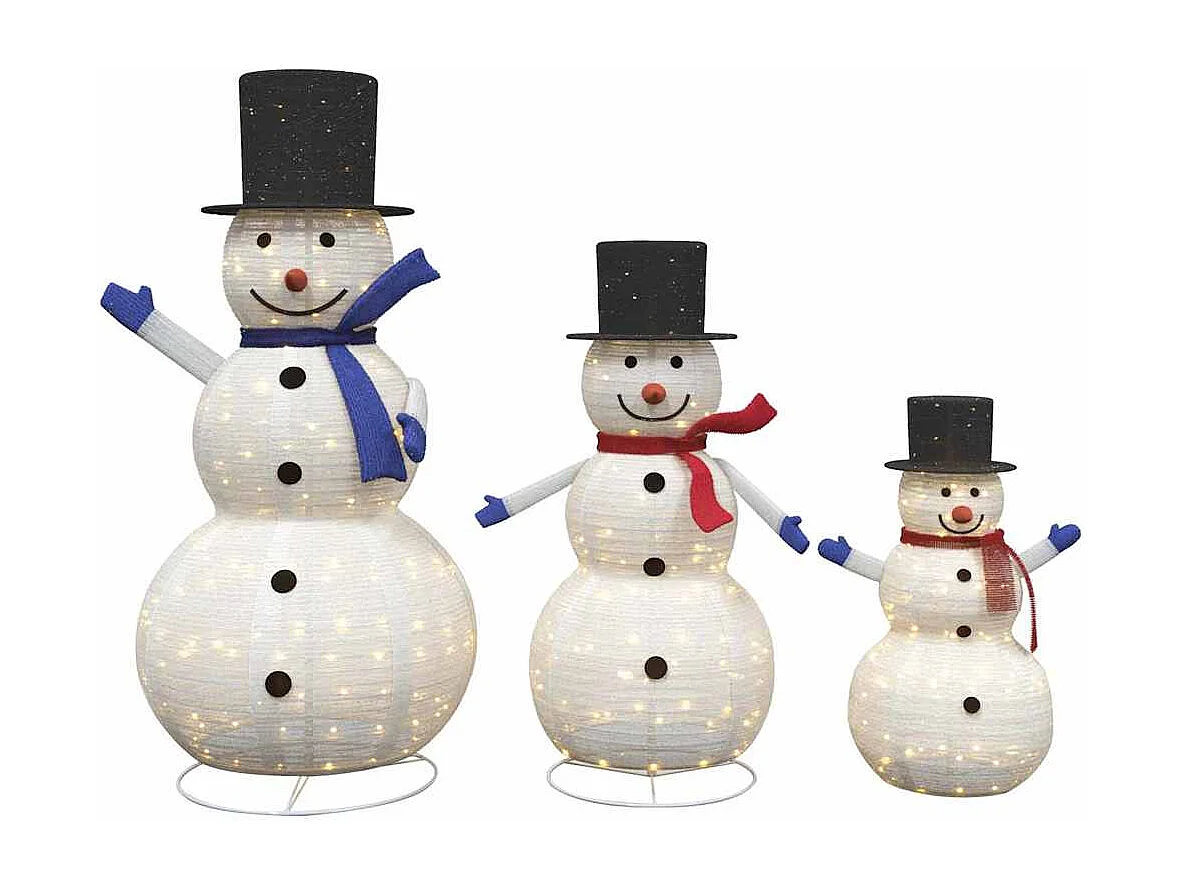 Famille de bonhommes de neige de Noël 3 pcs Blanc chaud