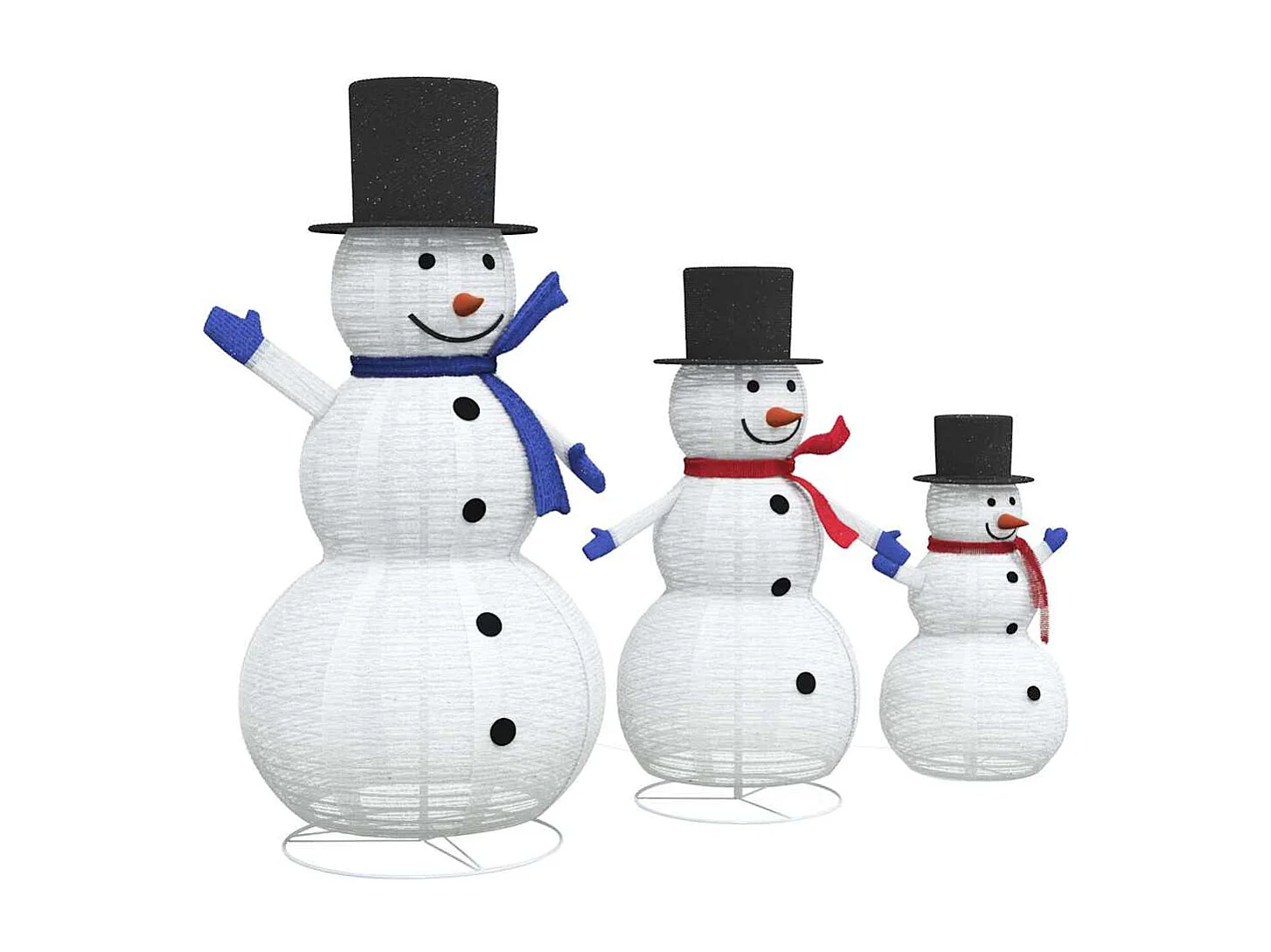 Famille de bonhommes de neige de Noël 3 pcs Blanc chaud