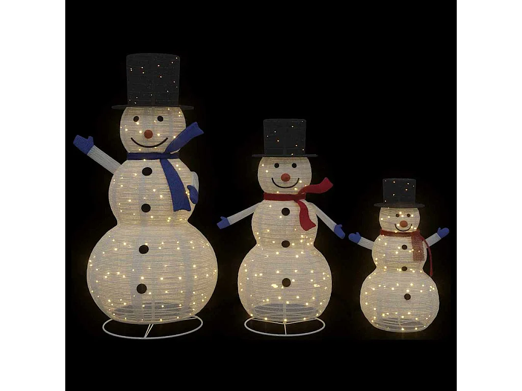 Famille de bonhommes de neige de Noël 3 pcs Blanc chaud
