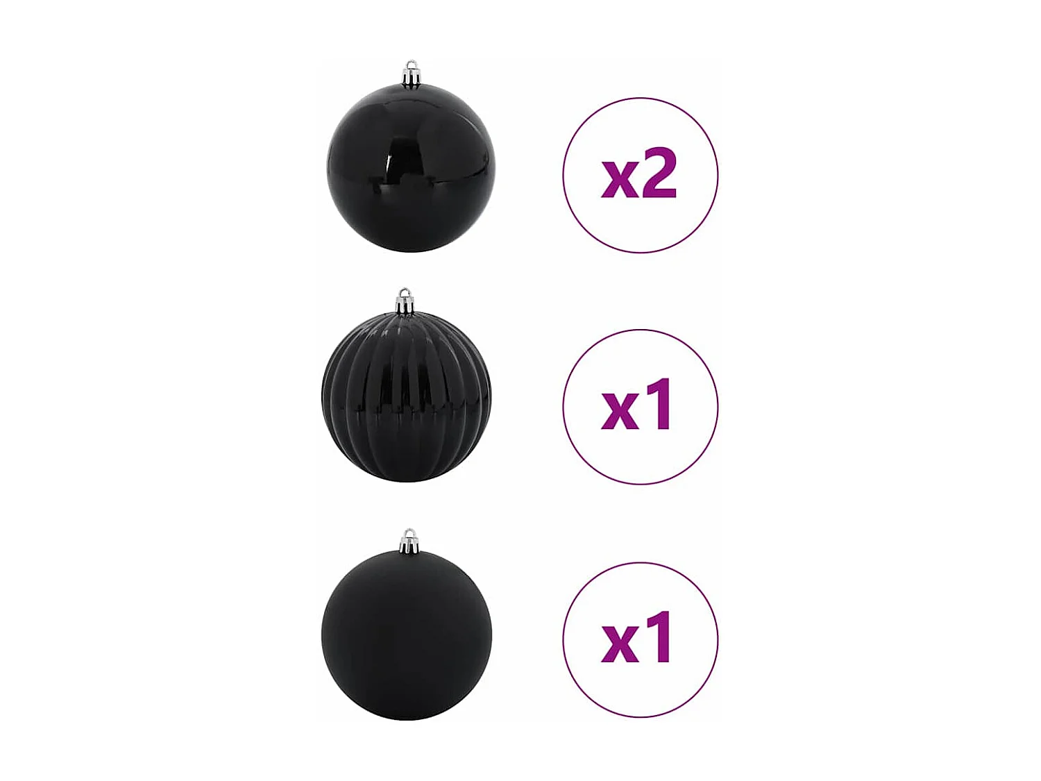 Ensemble de Boules de Noël 4 pcs Noir