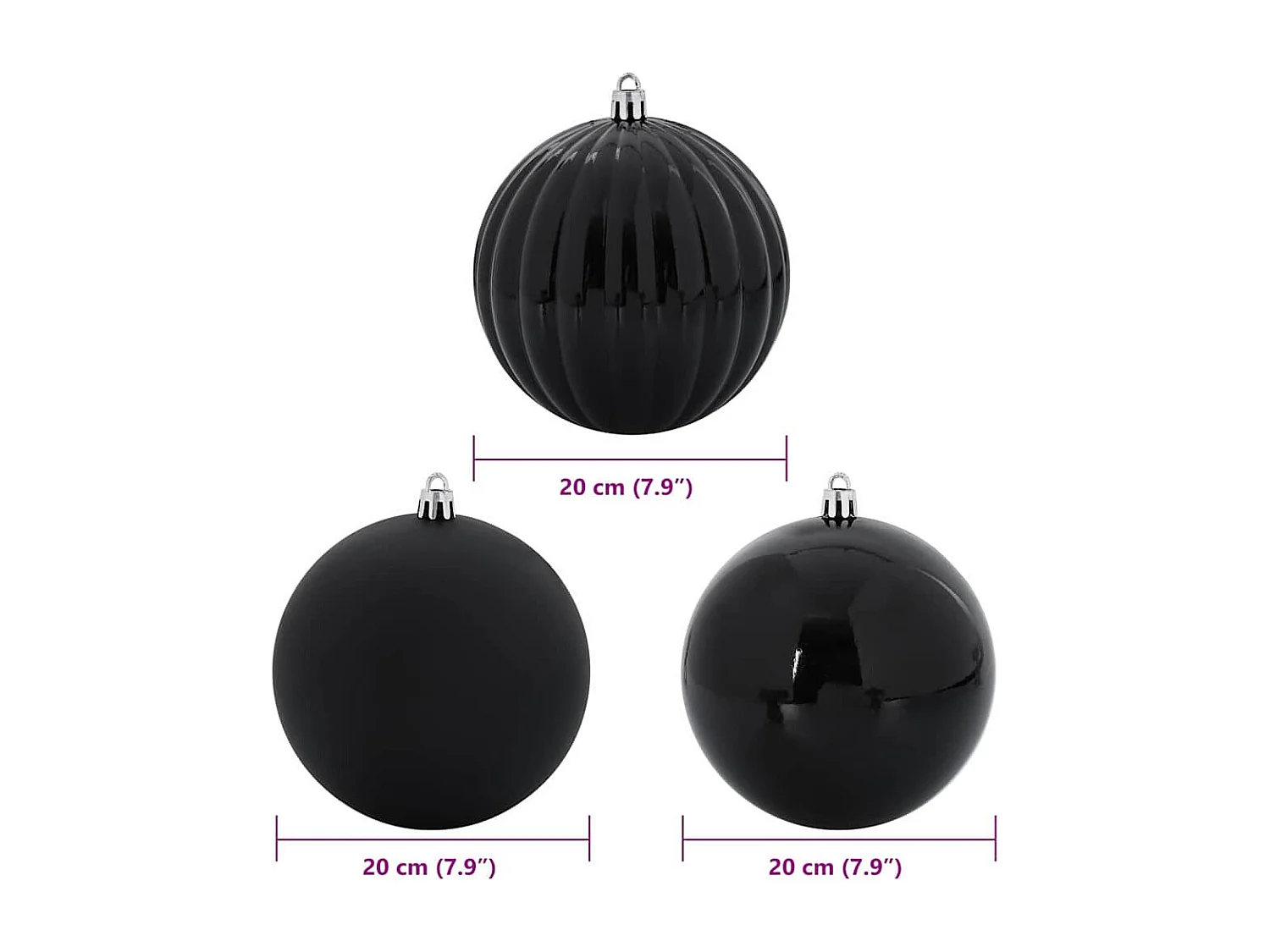 Ensemble de Boules de Noël 4 pcs Noir