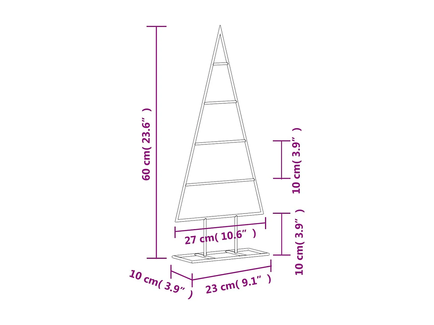 Arbre de Noël en métal pour décoration noir 60 cm