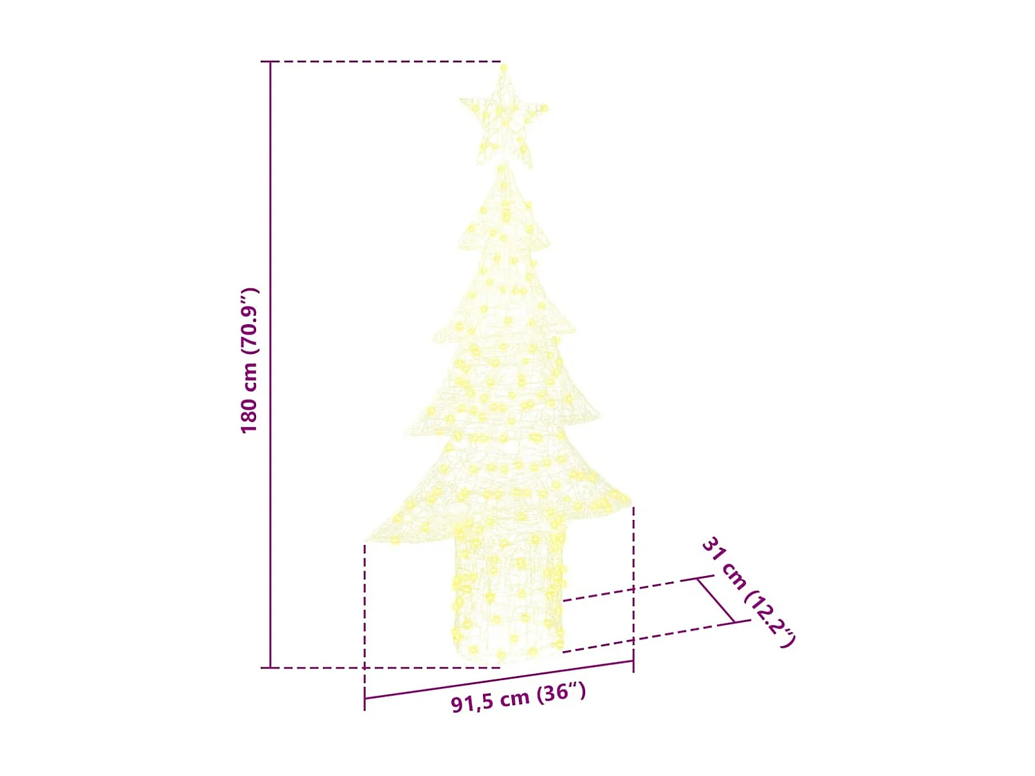 Kerstboom met 240 LED's Warm wit 180 cm Acryl