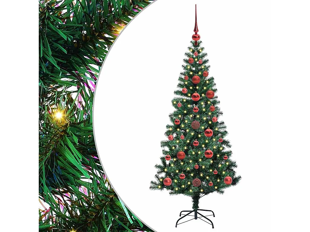 Voorverlichte kunstkerstboom groen 120 cm PVC en metaal