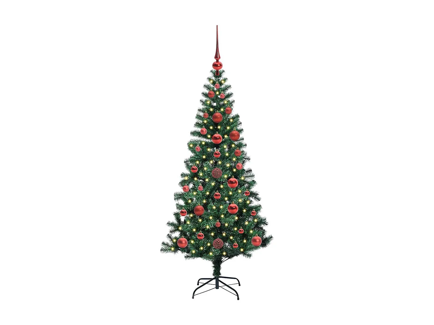 Voorverlichte kunstkerstboom groen 120 cm PVC en metaal