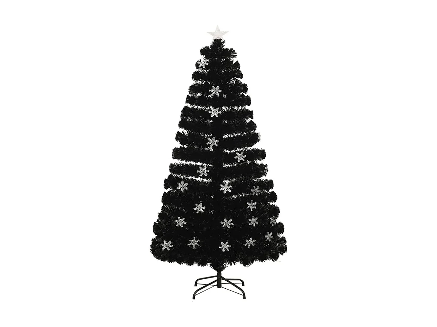Albero di Natale LED nero e fiocchi di neve 120 cm Fibra ottica