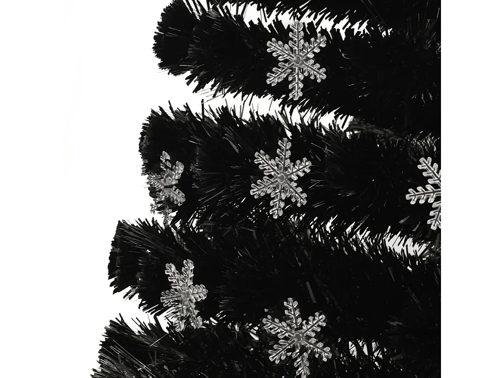 Albero di Natale LED nero e fiocchi di neve 120 cm Fibra ottica