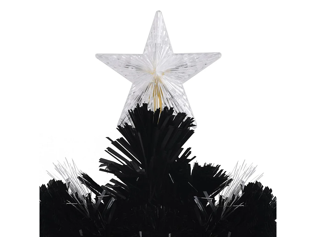 Albero di Natale LED nero e fiocchi di neve 120 cm Fibra ottica