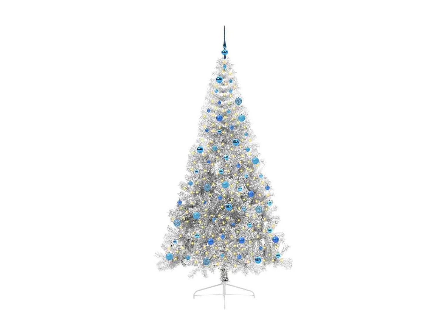 Sapin de Noël artificiel pré-éclairé Argent 240 cm PET