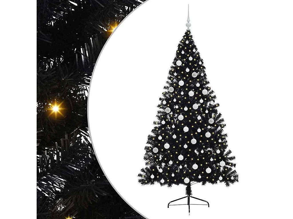 Albero di Natale artificiale preilluminato nero 180 cm in PVC