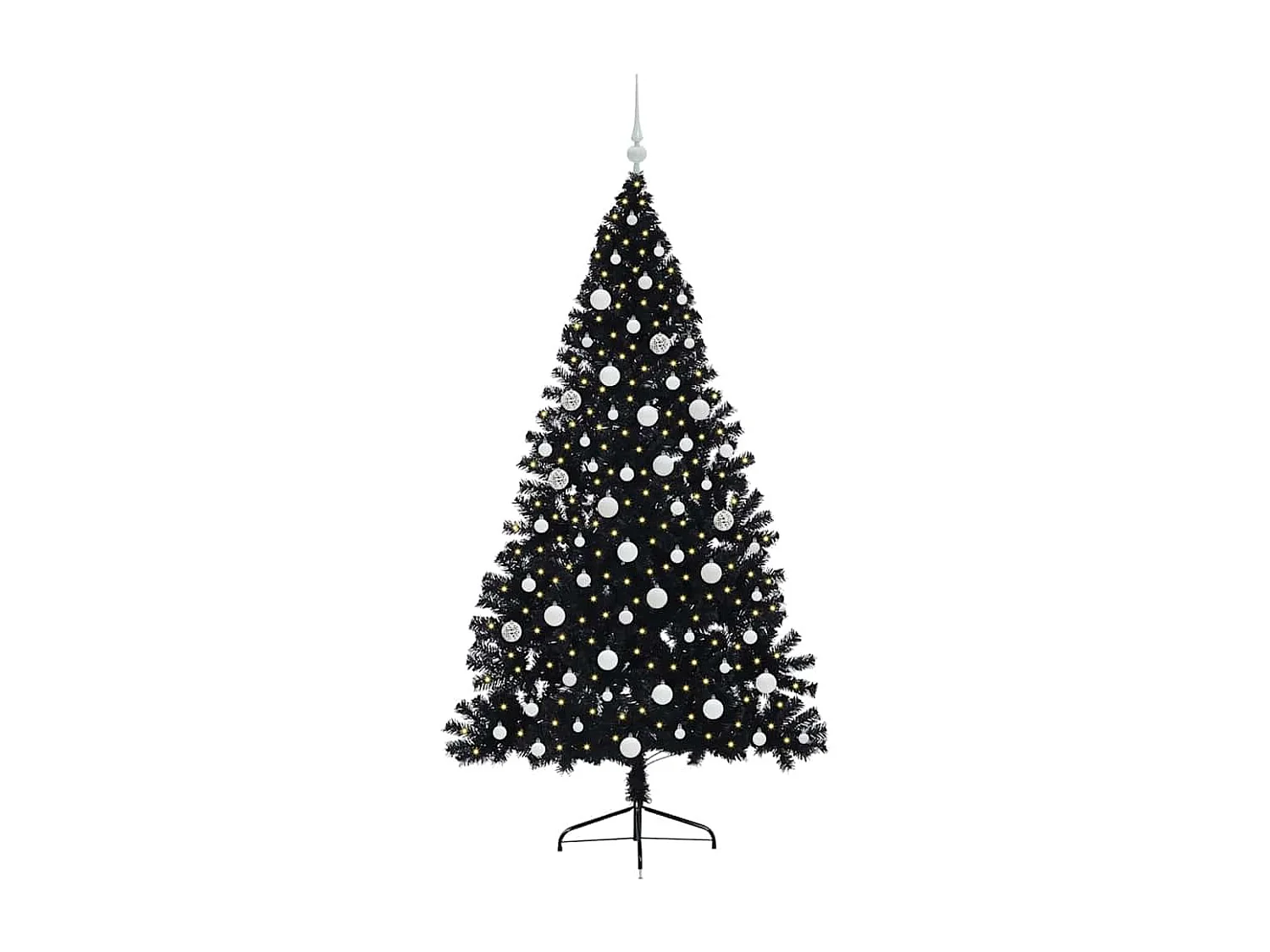 Albero di Natale artificiale preilluminato nero 180 cm in PVC