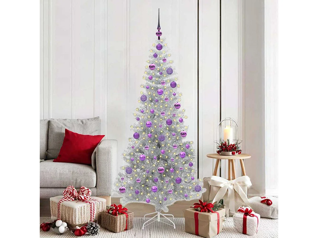 Kerstboom met 300 LED's met standaard Zilver 180 cm PET